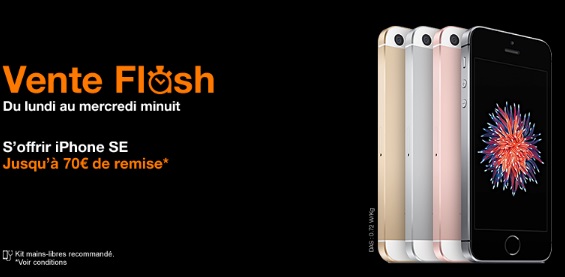 L'iPhone SE en vente flash chez Orange (remise exceptionnelle de 70 euros)