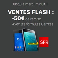 Ventes flash : Remise immédiate de 50€ sur le Xperia Z3, Galaxy S5 et iPhone 5S avec un forfait SFR !