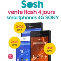 Ventes Flash exceptionnelles : Jusqu’à 160€ de remise sur le Sony Xperia Z3 Compact, Xperia Z3 et M2 chez Sosh 