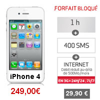 Bon plan : iPhone 4 à 249€ avec un forfait bloqué Virgin Mobile