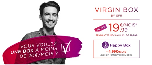 Promo : La Virgin Box By SFR à 19.99€ par mois pendant 12 mois !