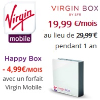 Happy Box : - 4.99€ sur votre forfait mobile en souscrivant à la Virgin Box en promo à 19.99€ !