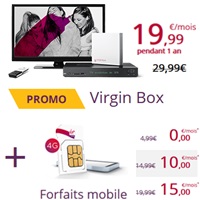 Bon plan Internet : La Box à 19.99€, remise de 4,99€ sur votre forfait Mobile chez Virgin !