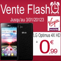 Dernière promotion 2012 Virgin Mobile : LG Optimus 4X HD à 0,99€