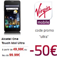 L’Alcatel One Touch idol Ultra en promotion avec un forfait Virgin Mobile