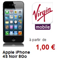 Bon plan Virgin Mobile : l’iPhone 4S 8Go à partir de 1€ !