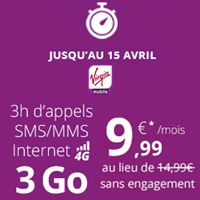 Nouveau bon plan chez Virgin Mobile : Le forfait 4G avec 3h + 3Go de data en promo à 9.99€ !