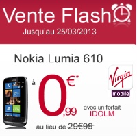 Bon plan Virgin Mobile : promotion sur le Nokia Lumia 610