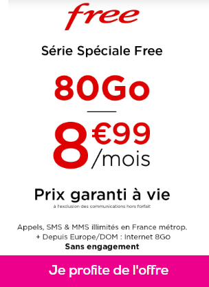 Forfait Free 80 Go en vente privée