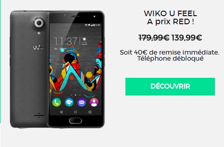 RED BY SFR : Le Wiko U Feel à prix RED jusqu'au 10 juillet