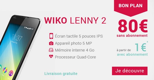 Bon plan : Wiko Lenny 2 à 80€ sans abonnement chez Coriolis !