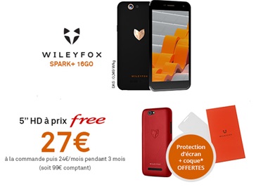 Free Mobile : le Wileyfox Spark + à prix Free avec une coque et une protection écran offertes