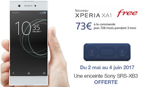 Le Sony Xperia XA1 est arrivé chez Free Mobile avec une enceinte Sony SRS-XB3 offerte