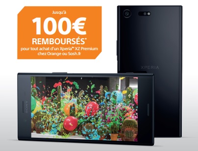 Sosh offre une enceinte Sony et 100 euros pour l'achat d'un Sony Xperia XZ Premium