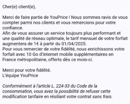 youprice hausse de prix