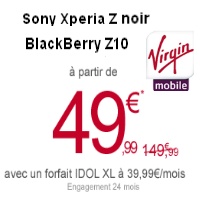 Bon plan Virgin Mobile : Promotions sur le Sony Xperia Z et le Blackberry Z10