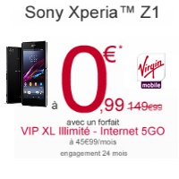Bon plan Virgin Mobile : Le Sony Xperia Z1 à partir de 0.99€ !