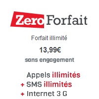 Nouveau chez Zero Forfait : Un forfait illimité avec internet 500Mo à 13.99€ !