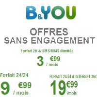 Zoom sur les forfaits sans engagement de B&YOU à partir de 3.99€